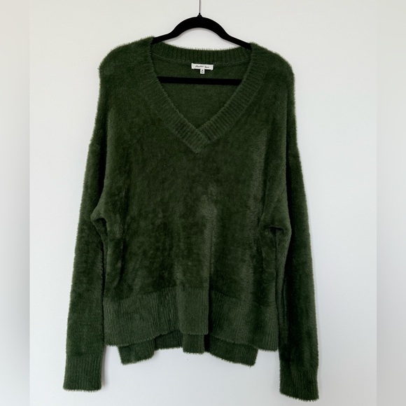 Green Women's Margarita Wedge Neck Sweater - Another Love | Med | BUTTERY SOFT - Picture 1 of 6